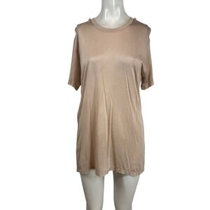 Baserange Bamboo Jersey T-Shirt Nude Short Sleeve Crew Neck Made in Portugal